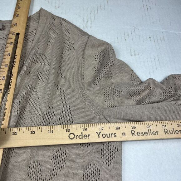 Chicos Cardigan Beige Long Sleeve Casual Work Open Front Knit Sweater 2 LARGE - Picture 9 of 12